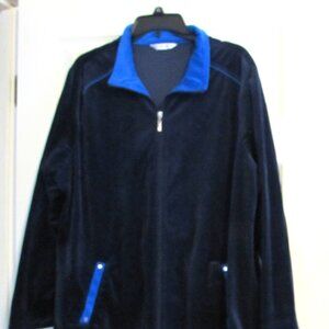 ALLISON DALEY Navy Velour Zip-up-the-Front Jacket Size 1X